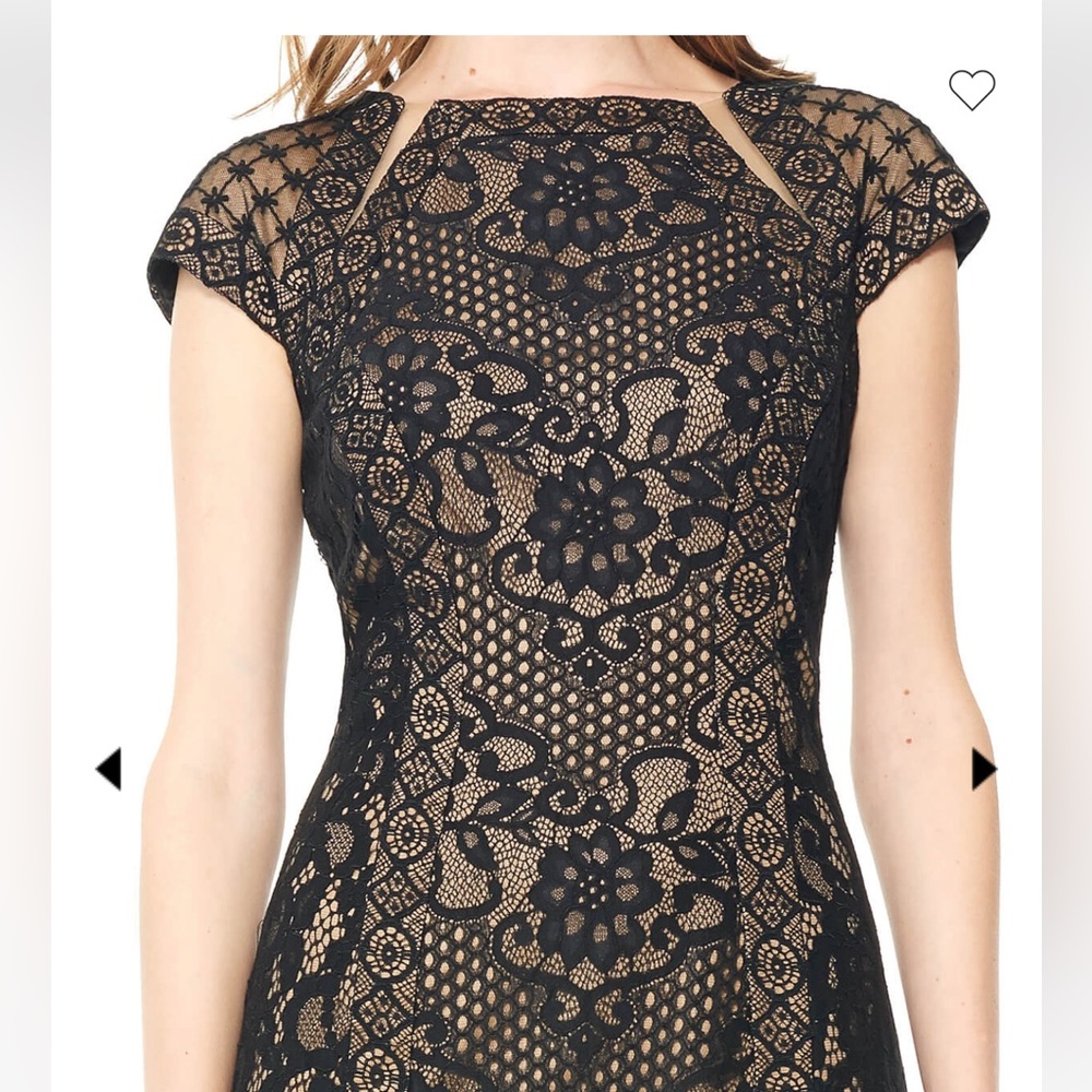 Tadashi Shoji Katori Women's Black Lace Cap Sleeve Dress Size 12 Party Cocktail - Picture 8 of 10